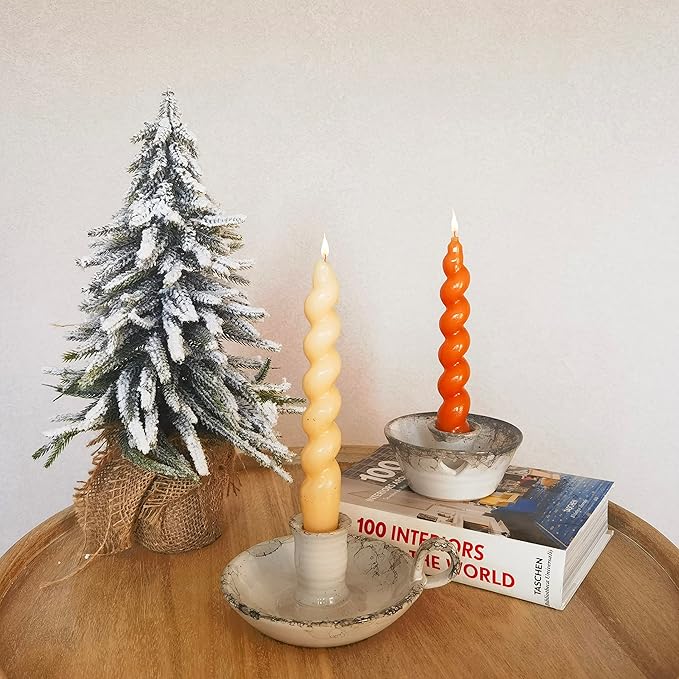 Candle Holder Ceramic Candlestick Holder, Candlelight Stand for Spell Candles, Taper Candles, and Incense, Halloween Christmas Dining Room Home Decoration Display