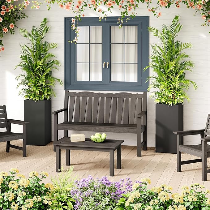 Set of 4 Planter Box Outdoor 30" H x 14.4" W x 13.6" D- Tall Planters for Outdoor Patio/Porch, All-Weather with Anti-Dumping Kit, Durable Galvanized Steel, Modern Design for Plants, Flower