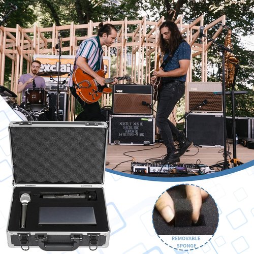 Hard Shell Carrying Case for Wireless Mic System & Camera Gear - Sturdy Aluminum Alloy, Customizable Foam, 14 Inch | Black