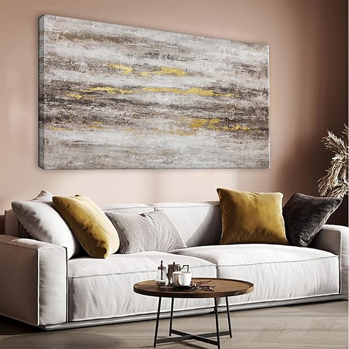 YISXINOAG Large Abstract Wall Art For Living Room Brown And White Wall Art Eclectic Decor Artwork Canvas Art Wall Decor For Dinning Room Bedroom Hotel Office Kitchen Ready To Hang 29x58 In