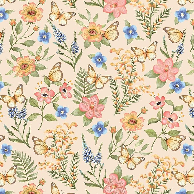 Jillson Roberts Gift Wrap, Butterfly Floral (8 Rolls 5 feet x 30 inches)