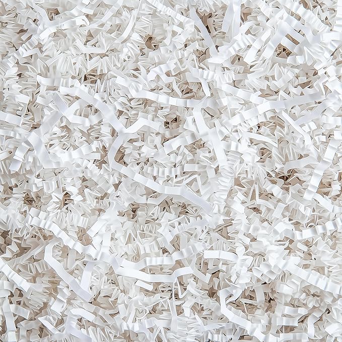 Uptotop 4oz Crinkle Cut Paper Shred Filler for Gift Wrapping Basket Filling, Birthday, Christmas, Thanksgiving, Wedding, Mother's Day, White
