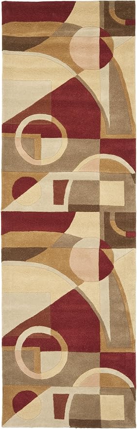 SAFAVIEH Rodeo Drive Collection Runner Rug - 2'6" x 14', Beige & Multi, Handmade Mid-Century Modern Abstract Wool, Ideal for High Traffic Areas in Living Room, Bedroom (RD845A)