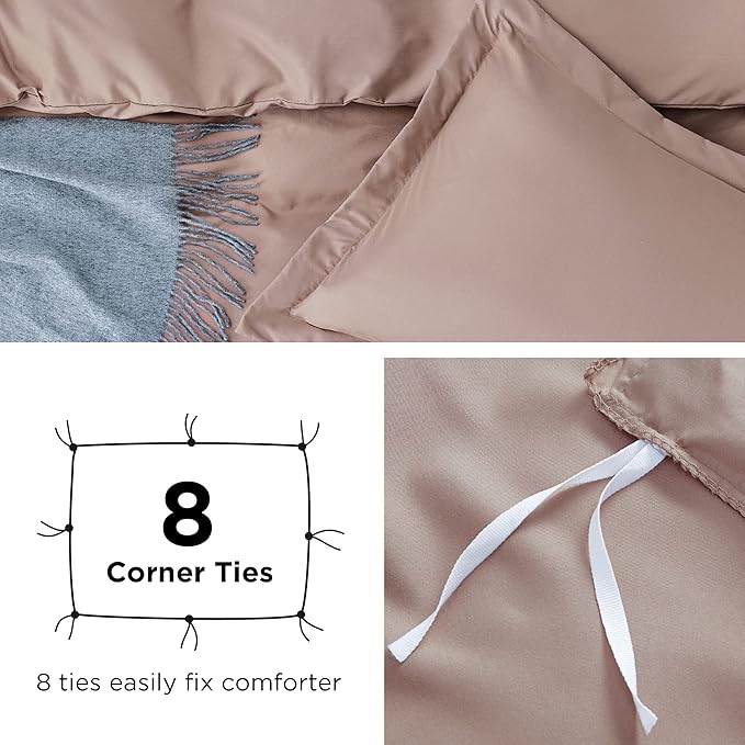 Bedsure Duvet Cover King Size - Soft Double Brushed Bedding Set for Kids & Adults, Zipper Closure, 3 Pieces, Includes 1 Duvet Cover (104"x90") & 2 Pillow Shams, NO Comforter, Dusty Rose