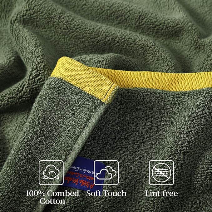 REDKISS 6 Piece Bath Towel Set, 100% Cotton, Soft Absorbent 600 GSM | Includes 2 Bath Towels, 2 Hand Towels & 2 Washcloths | Quick Dry | Contrast Border Design | Bathroom | Guest Bath & Apartment