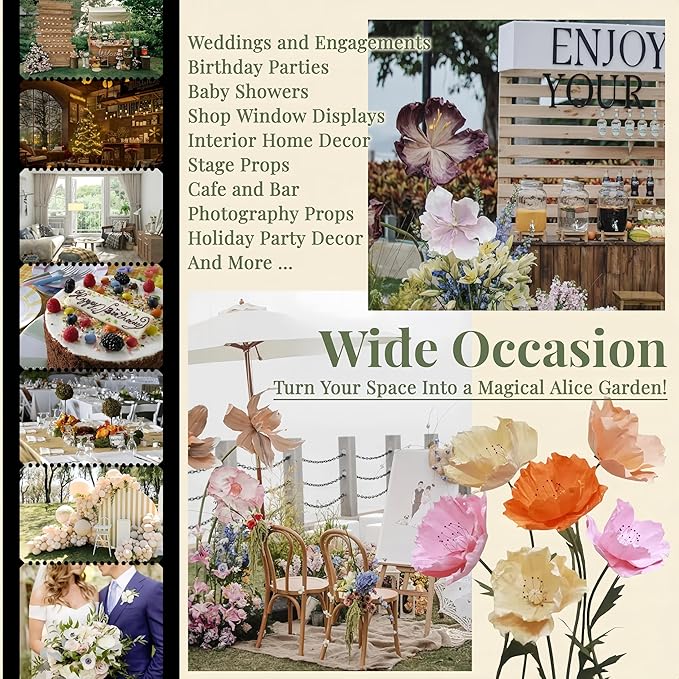 Giant Artificial Flower for Decoration, 6 Pcs/Set EVA Artificial Flower for Wedding Birthday Christmas Party Banquet Backdrop Decor Photography Props Shop Window Display