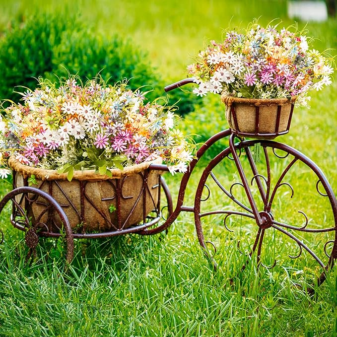 6 Bundles Wildflowers Artificial Flowers Outdoor Fake Daisy UV Resistant Silk Wild Flower Bouquets Bulk Faux Plants Plastic Greenery for Decoration vase Floral Arrangements Home Décor