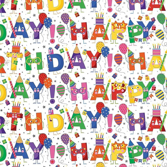 Jillson Roberts Gift Wrap, Birthday Characters (8 Rolls 5 feet x 30 inches)