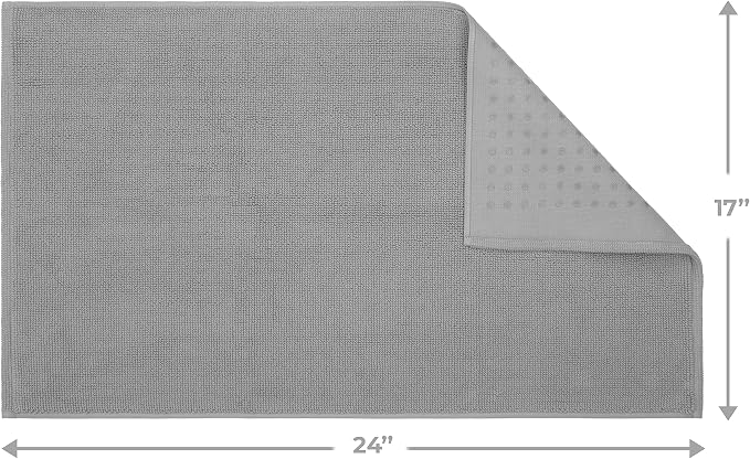 Cotton Paradise 100% Cotton Turkish Bathmat Rug, Soft Absorbent Quick Dry Non Slip, 17x24 Bathmat Rug, Light Grey