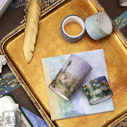 YUBX Landscape Washi Tape Set in Oil Painting Style 24 Rolls Scenery Drawing Masking Graphic Decorative Tapes for Arts, DIY Crafts, Journals, Planners, Scrapbook, Wrapping