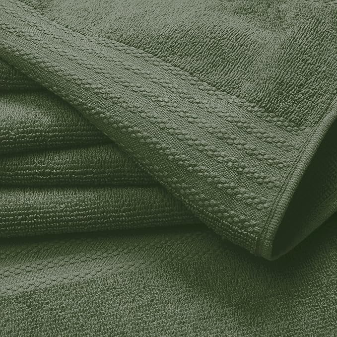 GLAMBURG Ultra Soft 6-Piece Hand Towel Set 16x28-100% Ringspun Cotton - Durable & Highly Absorbent Hand Towels - Ideal for use in Bathroom, Kitchen, Gym, Spa & General Cleaning - Olive Green