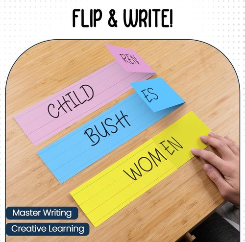 Essex Wares - 50 Pack Pastel Colored Dry Erase Sentence Strips | Reusable Double-Sided Cardstock (16 x 3")