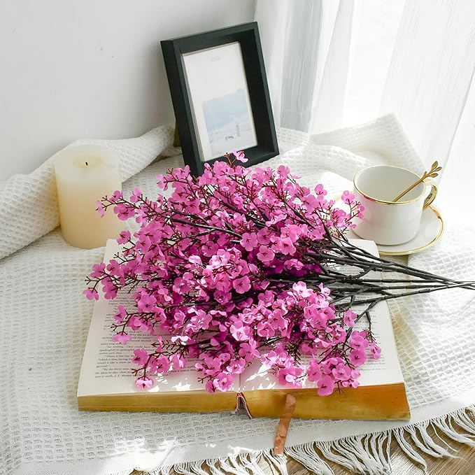 Mandy's Lavender Artificial Baby’s Breath European Flowers 6 Bundles Silk Gypsophila with Bendable Stems for Fall Thanksgiving & Christmas Centerpiece Wedding Decor and Table Arrangements