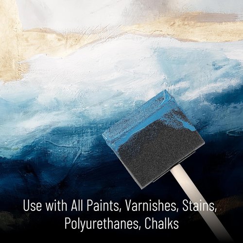 Bates Foam Paint Brushes - 24 Pack of 3" Blue Sponge Brushes for Effortless Painting