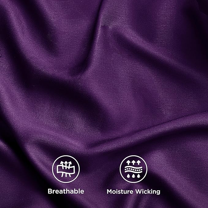 Bedsure Queen Sheet Set, Rayon Derived from Bamboo, Cooling Sheets, Breathable & Soft, Deep Pocket Up to 16 Inches, Hotel Luxury Silky Bedding for Hot Sleepers, Plum