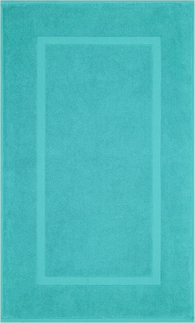 Cotton Paradise 100% Cotton Turkish Bathmat Set, Soft Absorbent Quick Dry, 2 Piece 20x34 Bathmat Floor Set, Turquoise