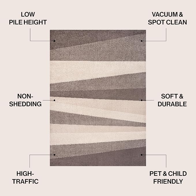 JONATHAN Y Prism Geometric Striped Beige/Brown Indoor Area Rug 4x6, Modern, Coastal, Easy-Cleaning for Living Room, Bedroom, Kitchen, Pet Friendly, Non-Shedding (DZC101C-4)