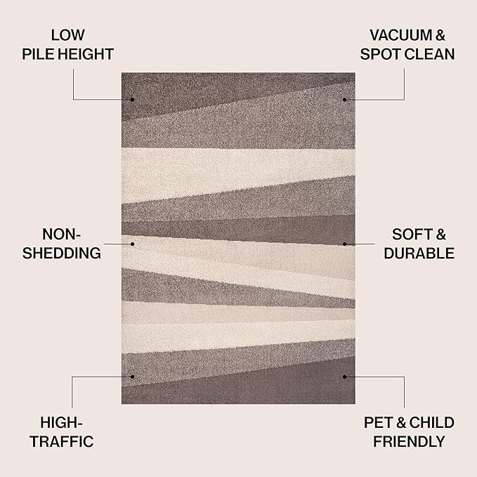 JONATHAN Y Prism Geometric Striped Beige/Brown Indoor Area Rug 3x5, Modern, Coastal, Easy-Cleaning for Living Room, Bedroom, Kitchen, Pet Friendly, Non-Shedding (DZC101C-3)