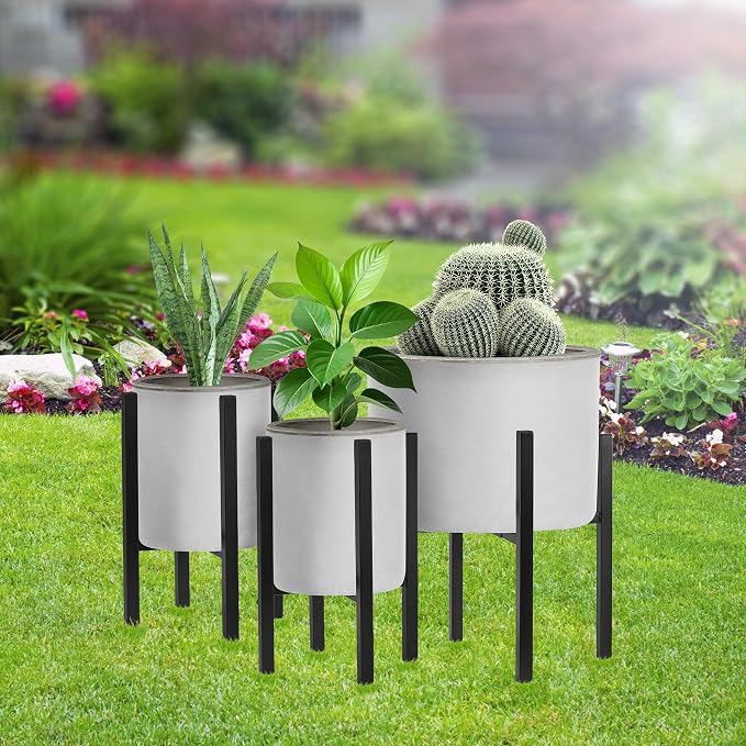 Sorbus Adjustable Metal Plant Stand – Mid Century Style Flower Pot Holder, 10 to 16 Inches Planter Stand for Modern Home Décor, Houseplants – Plant & Pot NOT INCLUDED (Black, 1 Pack)