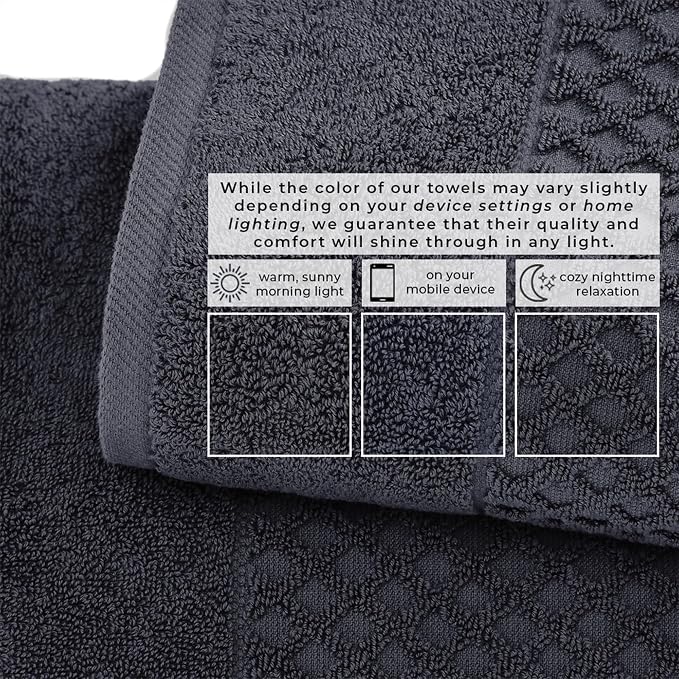 Great Bay Home Bath Towels - 100% Cotton 6 Piece Bath Sheet Set - Diamond Waffle Weave - Absorbent, Durable, Quick-Dry Towels for Bathroom (Stone Blue)