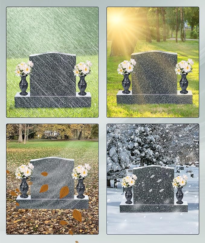 Natural Marble Cemetery Vases for Grave Heavy Headstone Vases for Cemetery is Used to Display Flowers and Artificial Flowers, Suitable for Decorating Cemeteries and Memorial Tombs