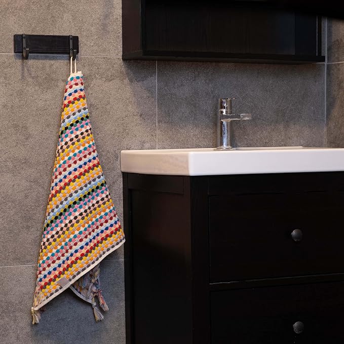 Organic Turkish Cotton Hand Towels for Bathroom | Oversized - 17 x 35 Inches | Large Soft Plush Fluffy Highly Absorbent Towels for Kitchen, Hand and Face (Rainbow, Hand Towel)