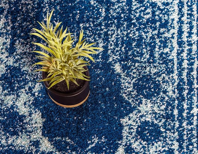Unique Loom Bromley Collection Area Rug - Wells (2' x 3' 1" Rectangle, Navy Blue/ Ivory)
