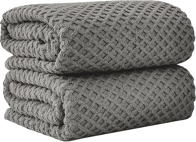 Great Bay Home Oversized Bath Sheets - 100% Cotton 2 Pack 68x35 Extra Large Towel - Absorbent, Durable, Quick-Dry Towels for Bathroom (Dark Grey)