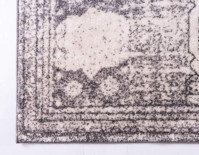 Unique Loom Bromley Collection Area Rug - Wells (2' x 6' 9" Runner, Ivory/ Gray)