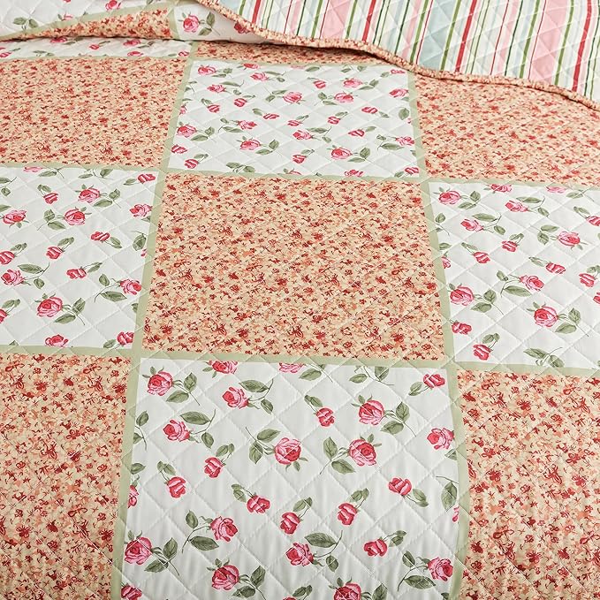 HoneiLife King Size Quilt Sets - 3 Piece Microfiber Quilt Set Lightweight Bedspreads Reversible Coverlets Rustic Bed Cover King Quilt Bedding Set All Season Use