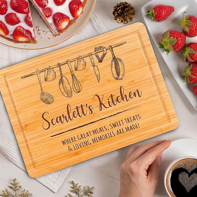 Personalized Engraved Cutting Board, Custom Mother’s Day Gift for Mom, Wife or Grandma, Unique Kitchen Gift Idea for Her, Christmas, Birthday, Housewarming