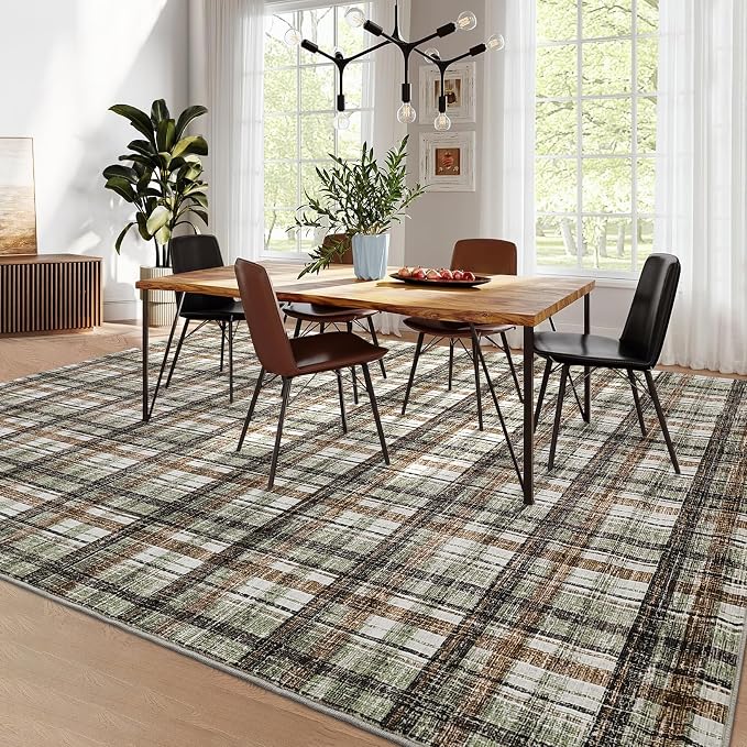 Large Area Rug 10x13 Rug for Living Room Modern Washable Rugs Non Slip Soft Low Pile Throw Rugs Stain Resistant Carpet for Bedroom Office Dining Room Nursery 10'x13'