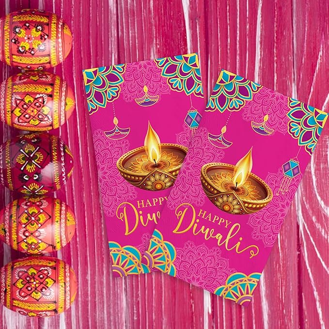 100pcs Happy Diwali Napkins 3 Ply Diwali Paper Napkins Decorations Disposable Absorbent Hand Towels for Bathroom Cocktail Napkins for Diwali Light Festival Indian Party Supplies