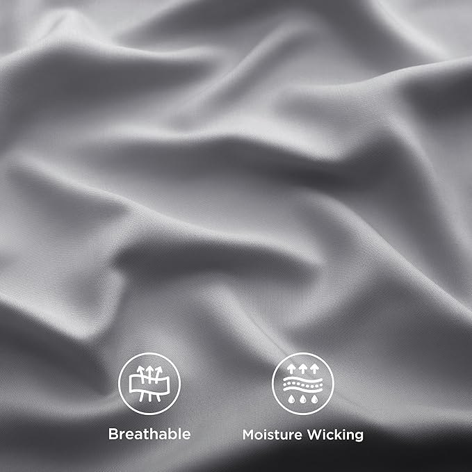 Bedsure Full Size Bed Sheets, Cooling Sheets, Rayon Derived from Bamboo, Breathable & Soft, Deep Pocket Up to 16 Inches, Hotel Luxury Silky Bedding for Hot Sleepers, Silver Grey