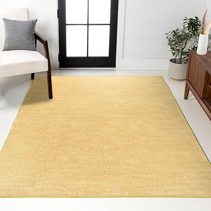 JONATHAN Y Haze Solid Low-Pile Mustard Indoor Area Rug 9x12, Coastal,Bohemian,Minimalist,Classic, Easy-Cleaning for Living Room,Bedroom,Kitchen,Pet Friendly,Non-Shedding (SEU100B-9)