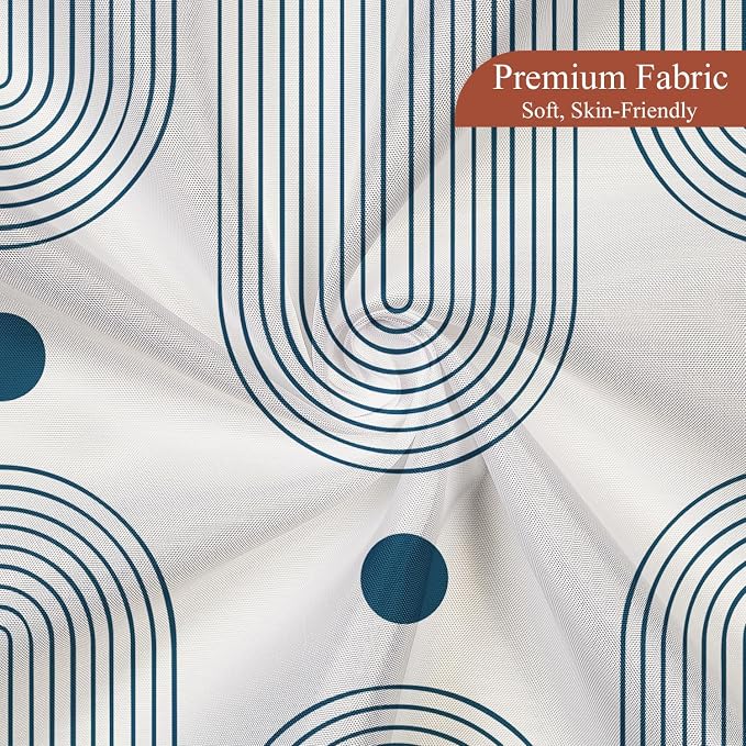 Mid Century Modern Shower Curtain Abstract Minimalist Arch Sun Lines Geometric Aesthetic Bath Curtain Boho Bathtub Decorations Waterproof Fabric Bathroom Curtains with Hooks 72x72 inch