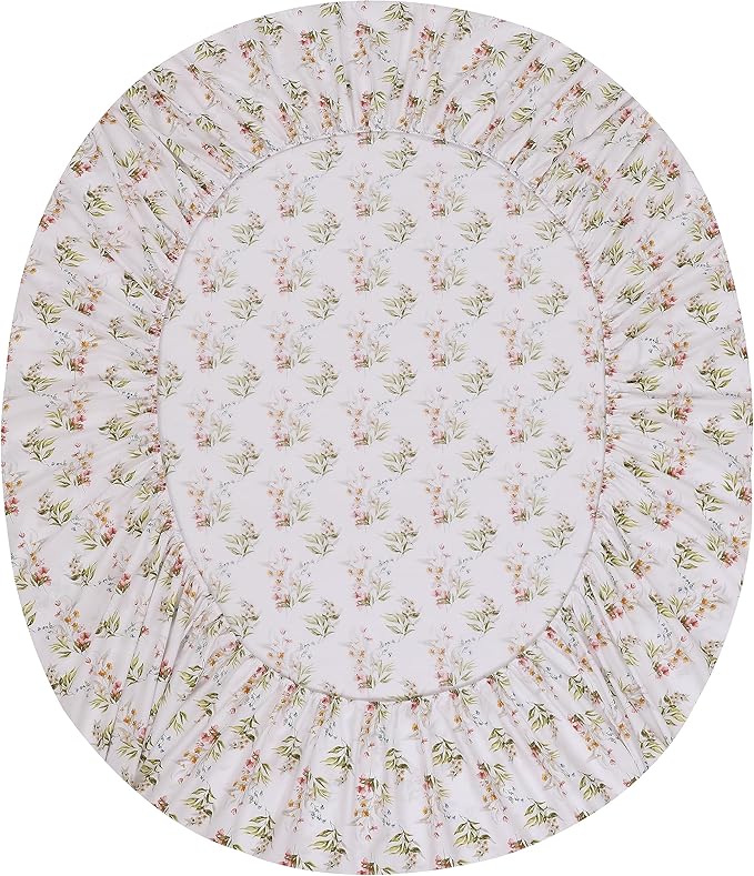 RUVANTI 100% Cotton Full Size Bed Sheets, 4 Pieces, Soft & Breathable Percale Weave Bedding, Deep Pocket 16", Hotel Standard, Crisp Cool Feel, Durable, Perfect Sheet Set Floral, Floral Bliss