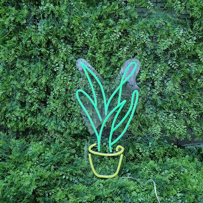 Plant Neon Sign for Wall Decor,Led Signs,Flower Neon Signs for Bedroom Wall with Dimmable Switch for Any Age Children's Room, Bar, Party, Christmas, Wedding Decoration Size:50cm