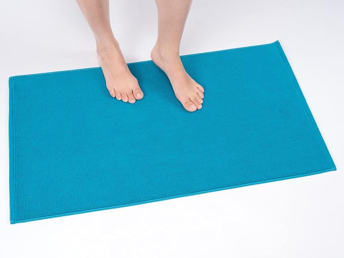 Cotton Paradise 100% Cotton Turkish Bathmat Rug, Soft Absorbent Quick Dry Non Slip, 17x24 Bathmat Rug, Ocean Aqua