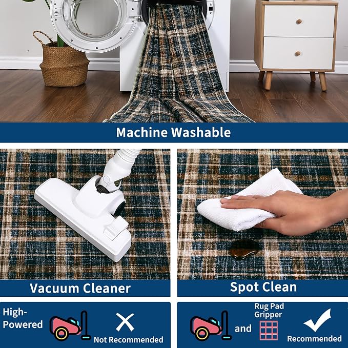 Washable Runner Rug 2x10 Modern Bathroom Rugs Non Slip Kitchen Rugs with Rubber Backing Entryway Rug Soft Non Shedding Stain Resistant Carpet for Laundry Hallway Bedside 2'x10'