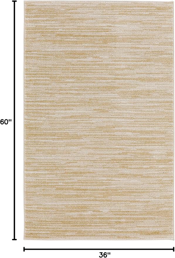 Nourison Home Nourison Essentials Ivory Gold 3' x 5' Area Rug - Easy Clean, Non Shedding, Bed Room, Living Room, Dining Room, Kitchen (3' x 5')