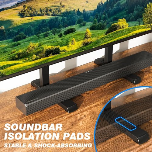 Rfiver Table Top TV Stand - Height Adjustable Legs with Cable Management | Fits 37-86 Inch TVs, Black