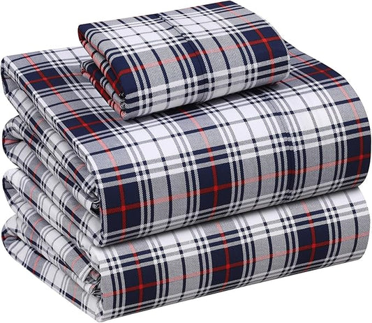 RUVANTI 100% Cotton Twin Sheets Set, 3 Pieces, Soft & Breathable Percale Weave Bedding, Deep Pocket 16", Hotel Standard, Crisp Cool Feel, Durable, Perfect Floral Bed Sheet, Prussian