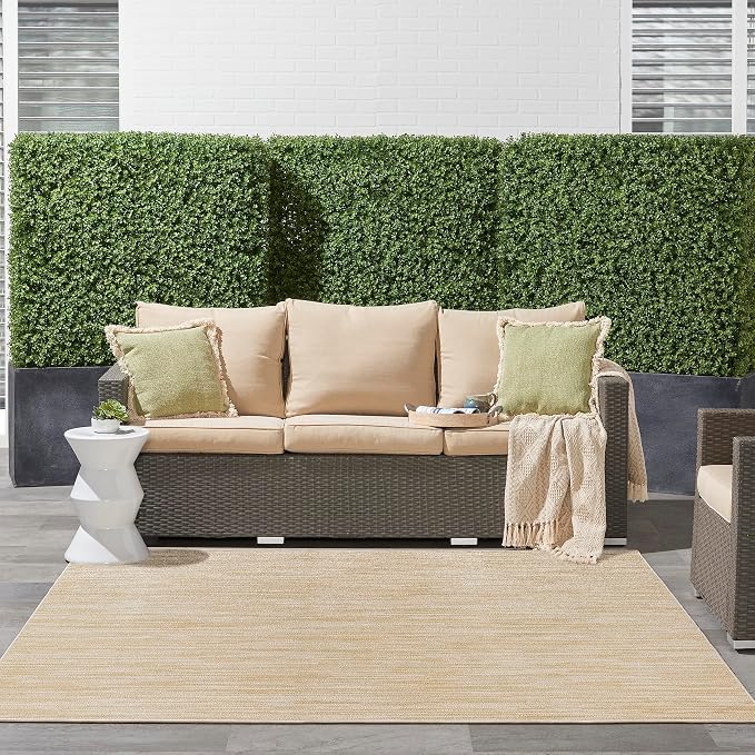 Nourison Home Nourison Essentials Ivory Gold 7' x Square Area Rug - Easy Clean, Non Shedding, Bed Room, Living Room, Dining Room, Kitchen (7' x Square)