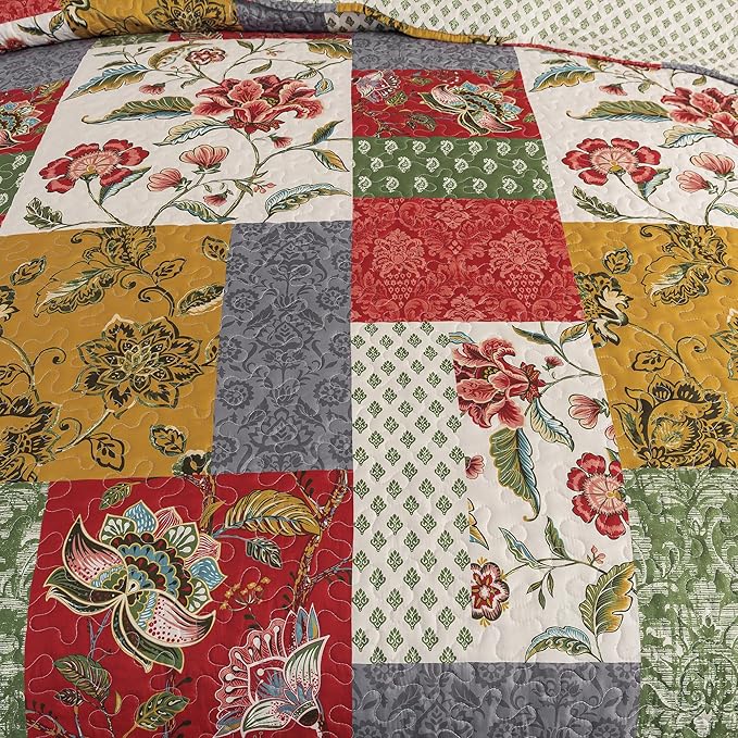 HoneiLife Quilt Set King Size - Lightweight Bedspreads 106x96, Microfiber Quilts 3-Piece, Patchwork Coverlet Western Bedding Sets All Season Quilts