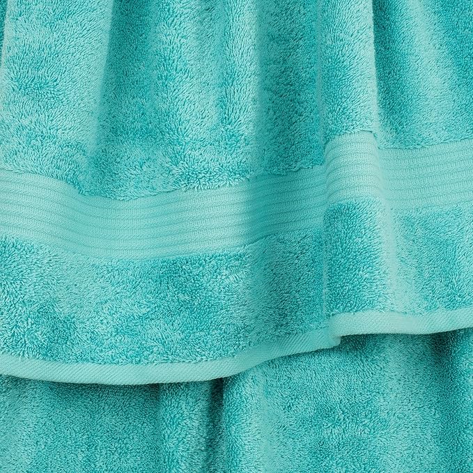 Cotton Paradise 100% Cotton Turkish Towel Set, Soft Absorbent Quick Dry, 4 Piece Hand Towel Set, Turquoise