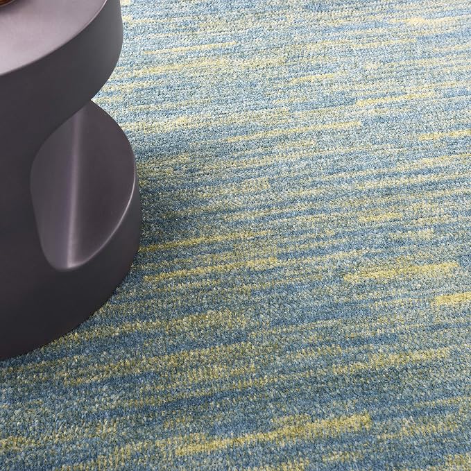 Nourison Home Nourison Essentials Blue Green 9' x Square Area Rug - Easy Clean, Non Shedding, Bed Room, Living Room, Dining Room, Kitchen (9' x Square)