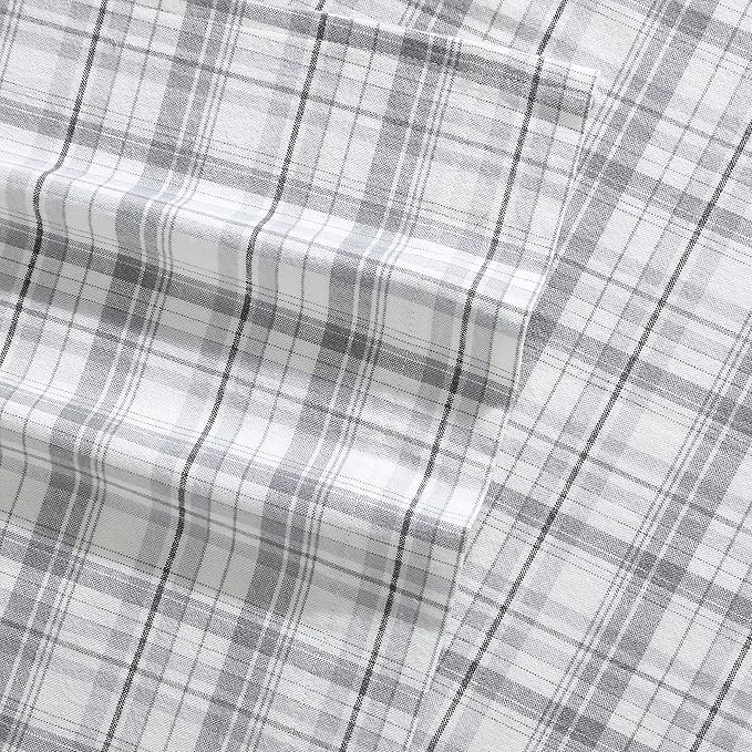 Eddie Bauer - Flannel Sheets Twin Size, Anti-Pilling & Wrinkle Resistant Cotton, Touchably Soft for All-Season Comfort - Bed Sheets with Matching Pillowcases & Fitted Sheet (Beacon Hill Ivory)