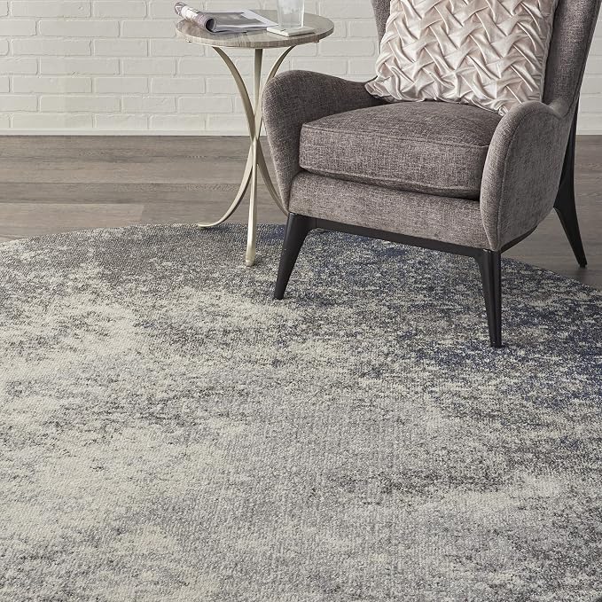 Nourison Home Passion 8' x Round Charcoal Ivory Fabric Modern Area Rug (8' Round)