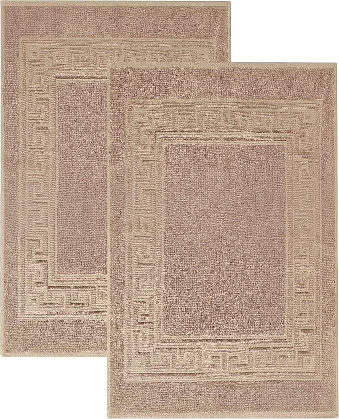 Superior Heavyweight Cotton Bath Mats, Bath Rugs For Bathroom Accessories, Washable Rug For Shower, Bath, Toilet, Modern Decor, No Backing, Luxury Hotel And Spa Quality, Set of 2, 22" x 35", Taupe
